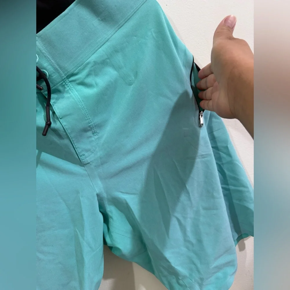lululemon athletica Men's Aqua Board Shorts with Black Waistband and Drawcord